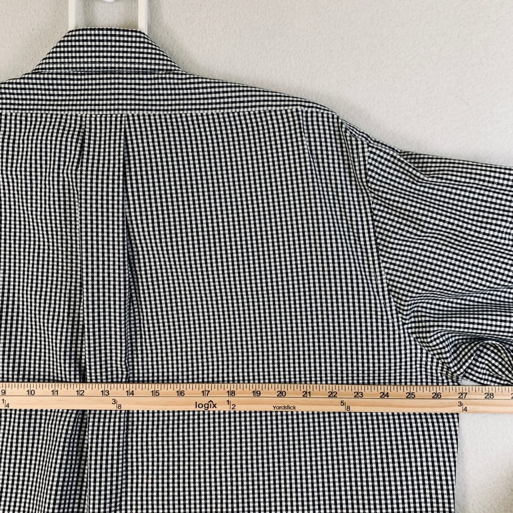 Brooks Brothers Madison Fit Non-Iron Men's 17.5 35 Black Gingham Button Up Shirt - Picture 7 of 9